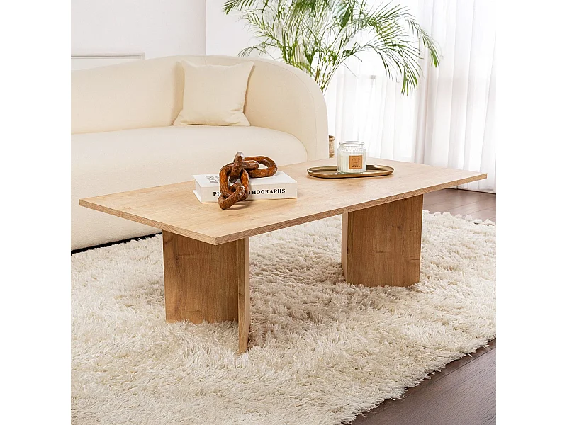 Table basse rectangulaire effet Chêne clair 119 cm - Taona