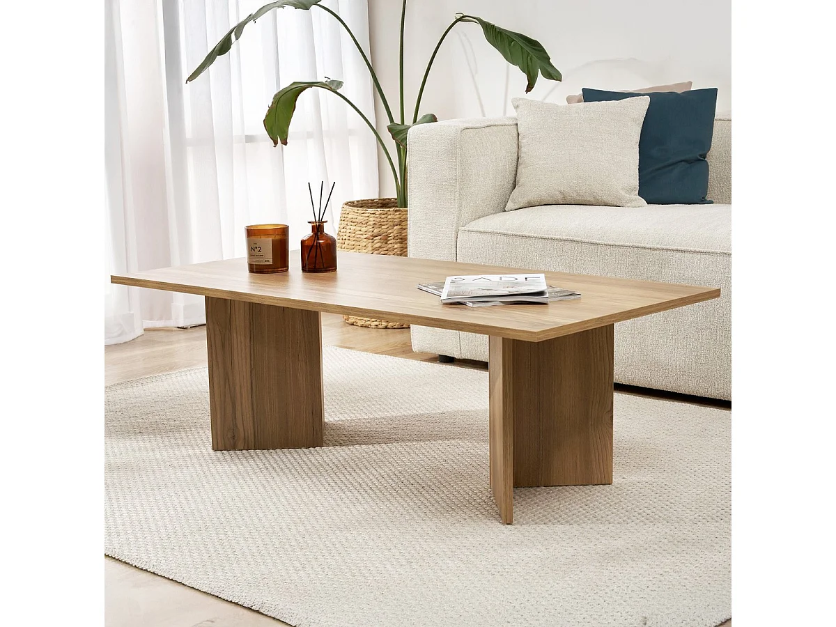 Table basse rectangulaire effet Chêne foncé 119 cm - Taona