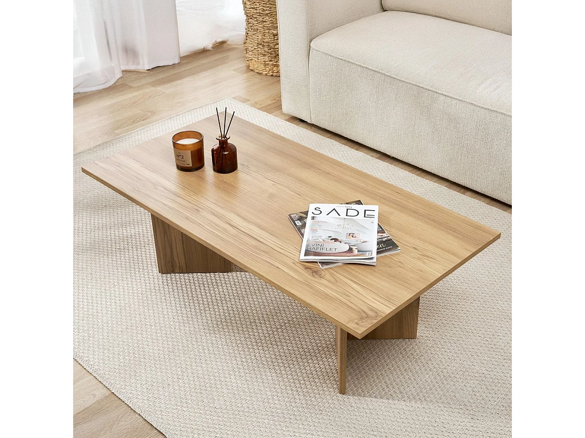 Table basse rectangulaire effet Chêne foncé 119 cm - Taona