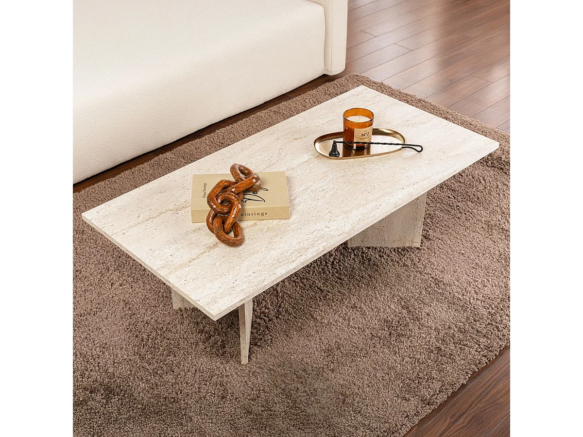 Table basse rectangulaire effet Travertin 119 cm - Taona