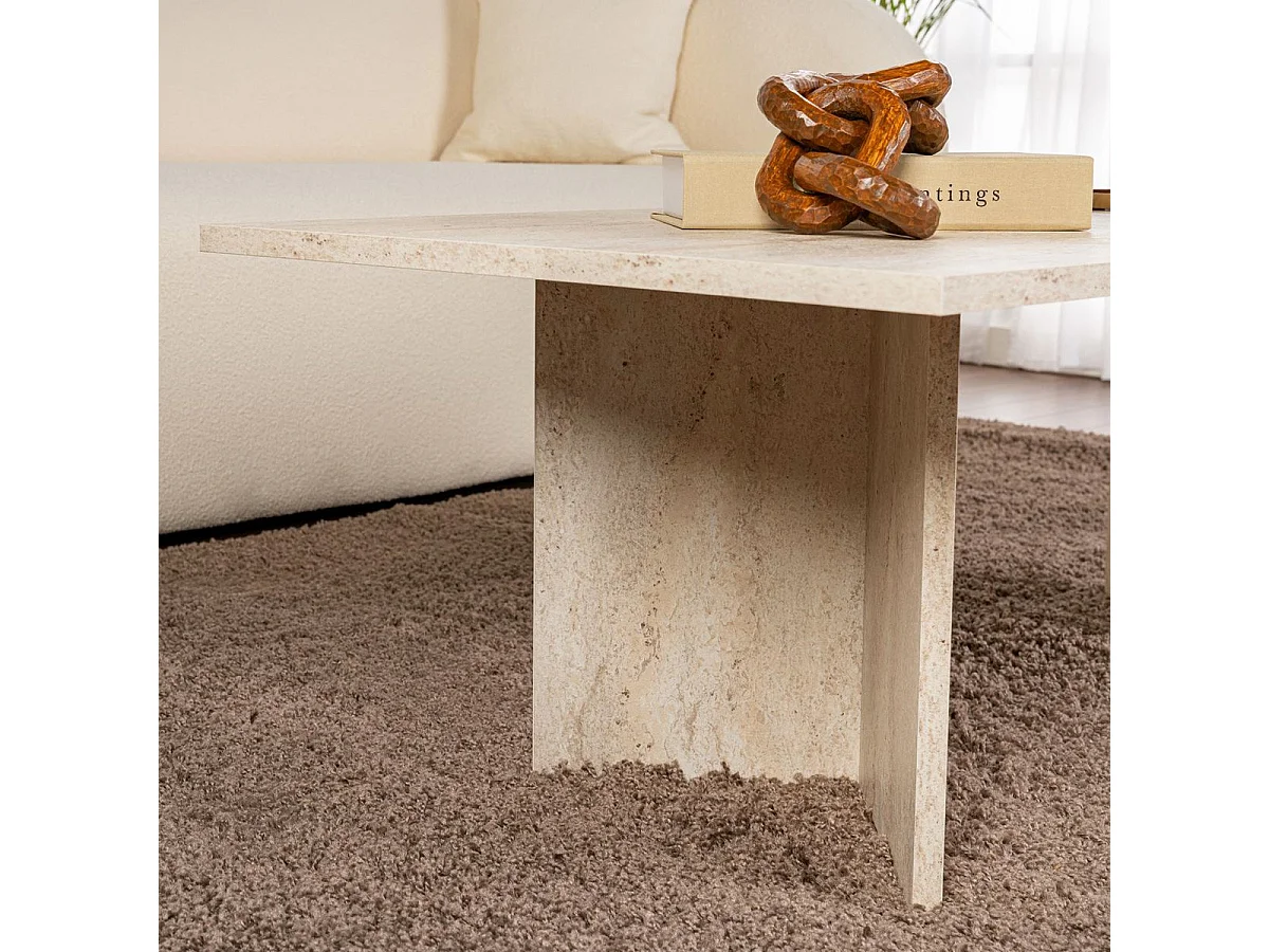 Table basse rectangulaire effet Travertin 119 cm - Taona