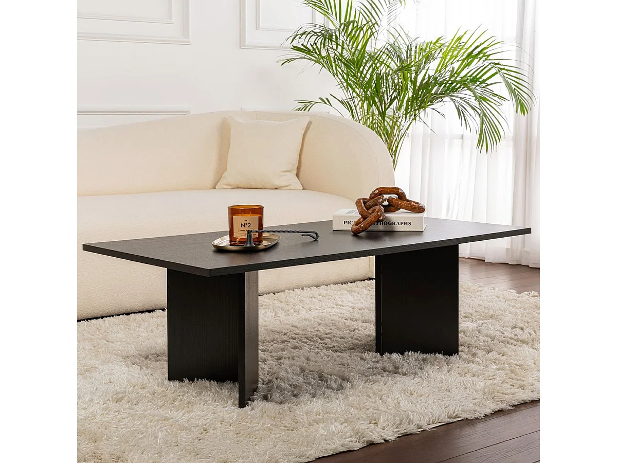 Table basse rectangulaire effet Bois noir 119 cm - Taona