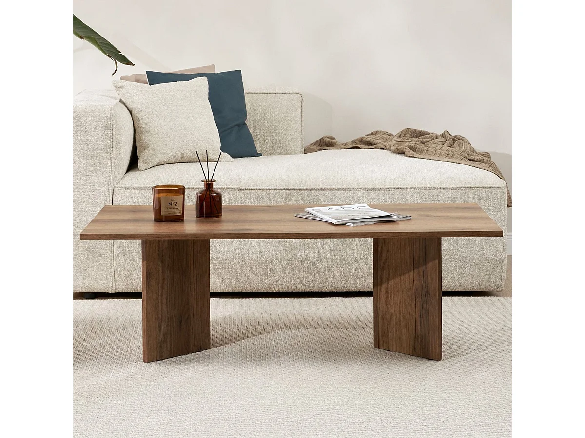 Table basse rectangulaire effet Noyer foncé 119 cm - Taona