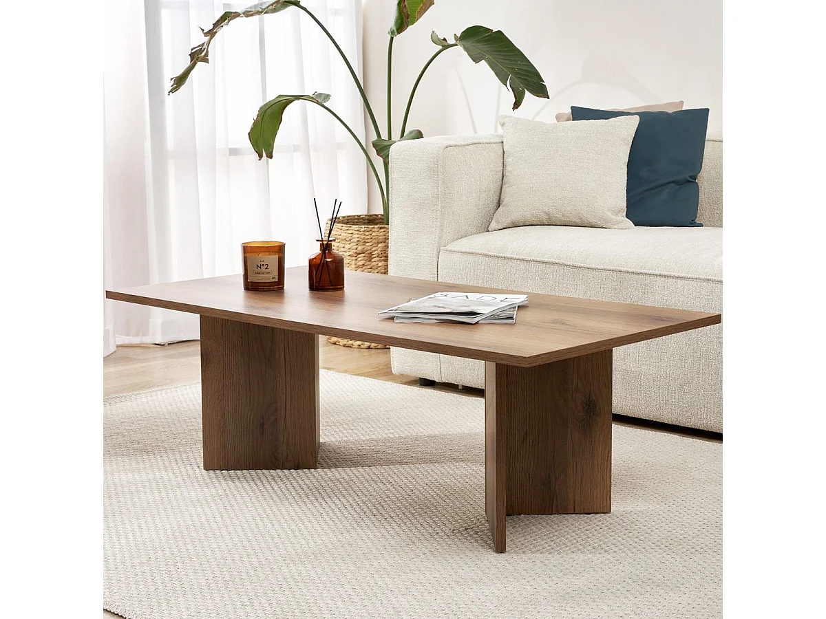 Table basse rectangulaire effet Noyer foncé 119 cm - Taona