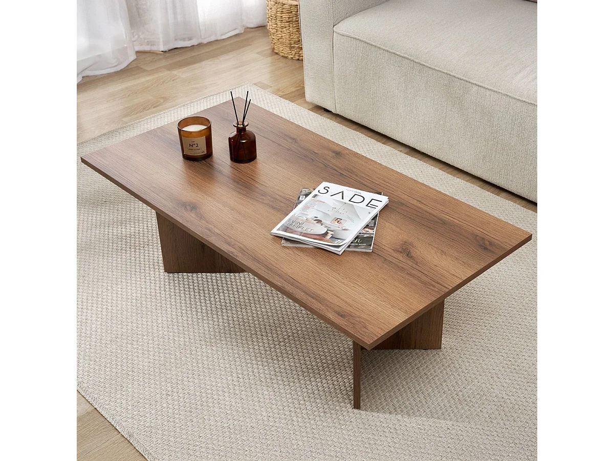 Table basse rectangulaire effet Noyer foncé 119 cm - Taona