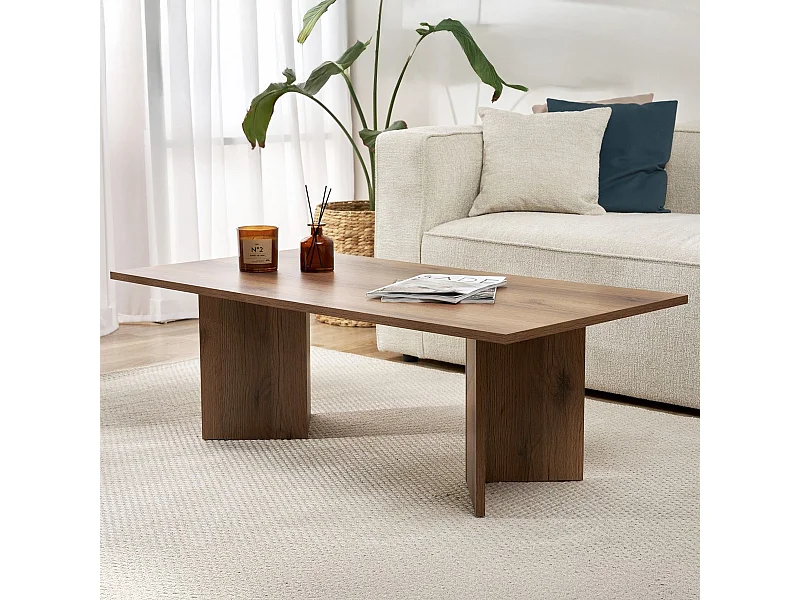 Table basse rectangulaire effet Noyer foncé 119 cm - Taona