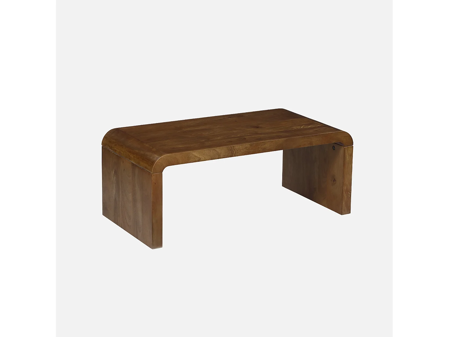 Tavolino rettangolare in legno massello di acacia, noce