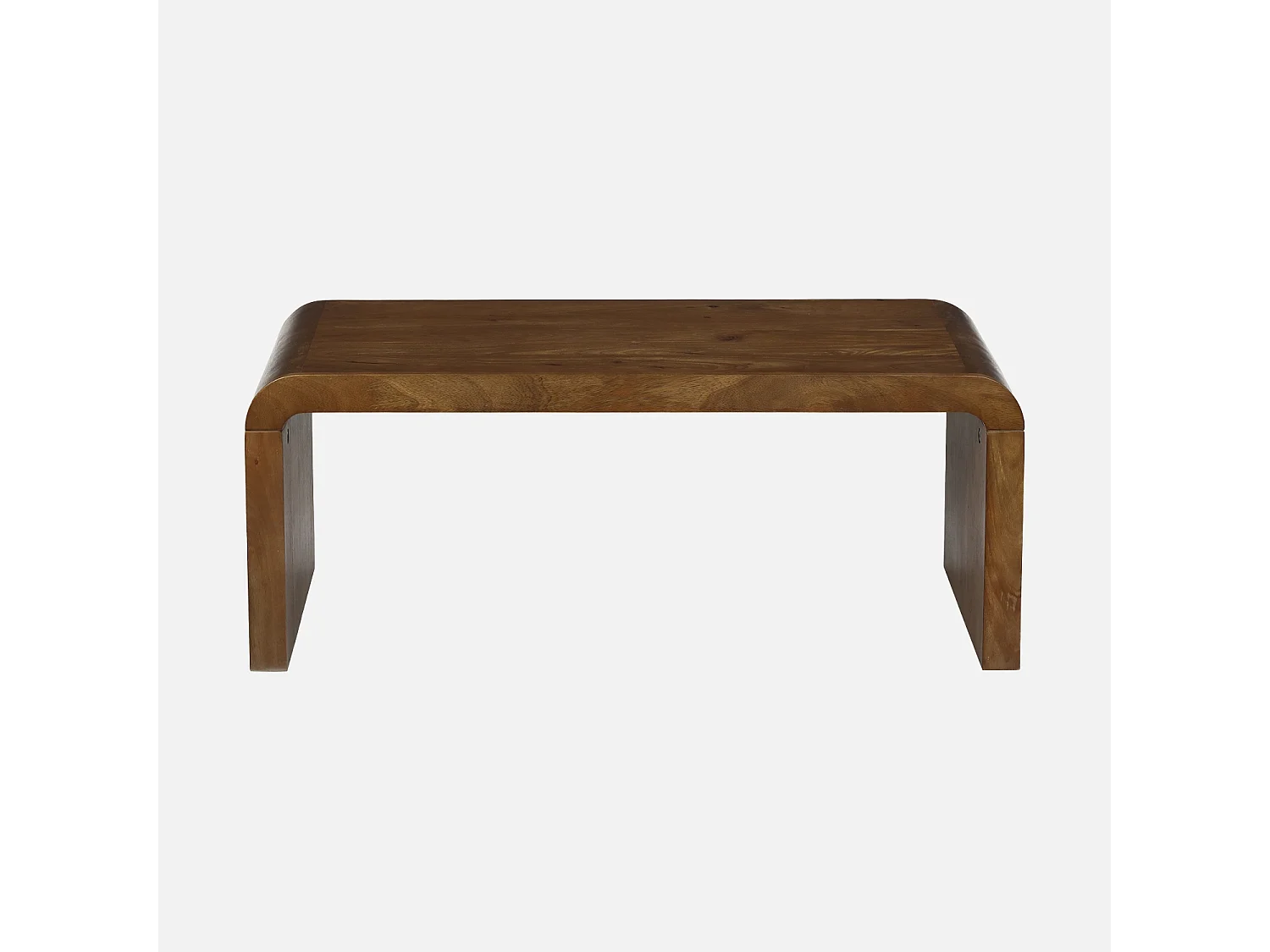 Tavolino rettangolare in legno massello di acacia, noce