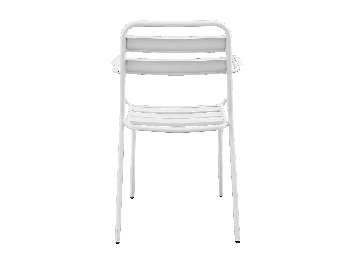 Milani Home - Set Tavolo Rettangolare Fisso 110x70 Con 4 Poltrone In Ferro Bianco Per Esterno Giardino - Bianco