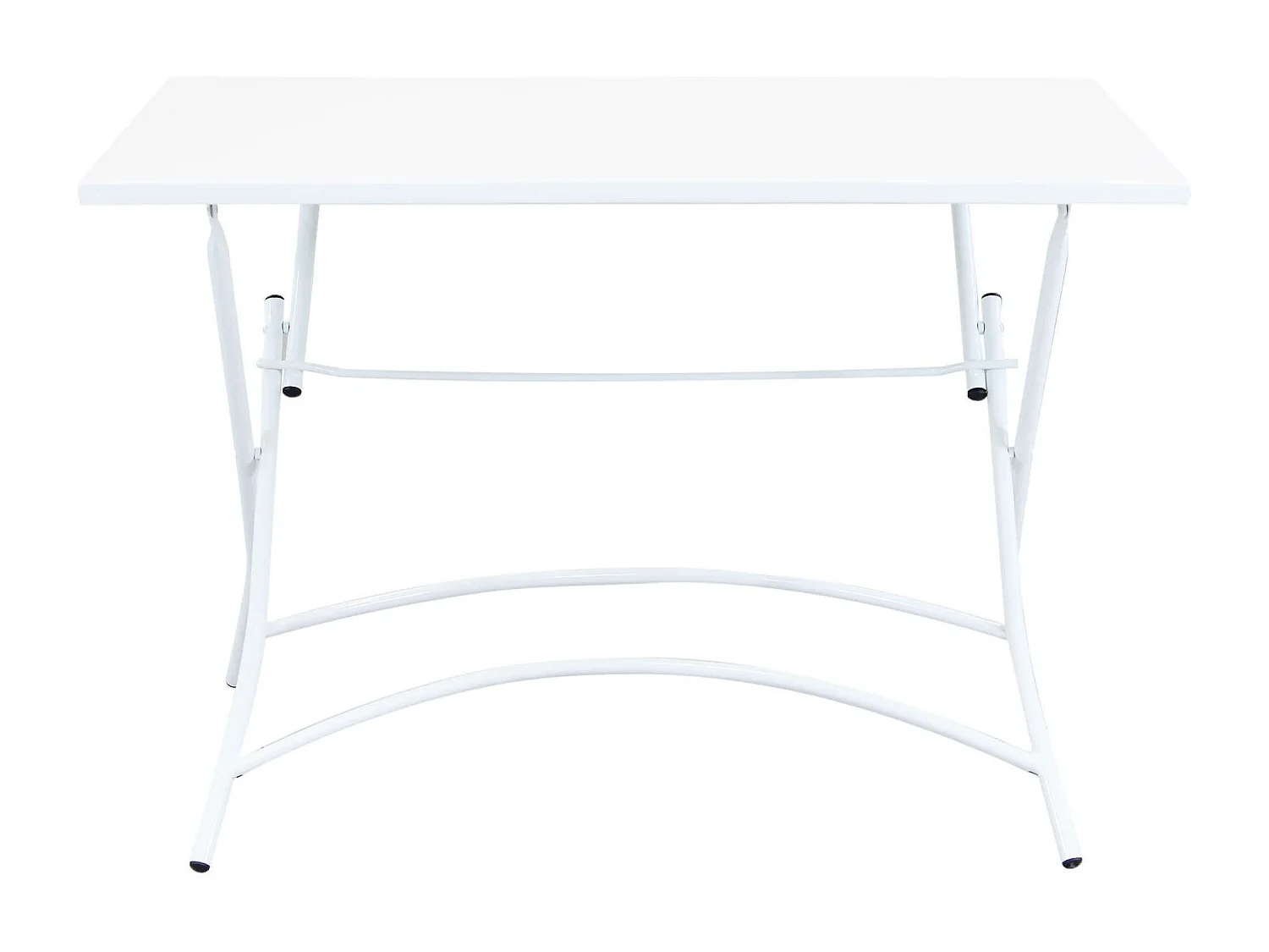 Milani Home - Set Tavolo Rettangolare Fisso 110x70 Con 4 Poltrone In Ferro Bianco Per Esterno Giardino - Bianco