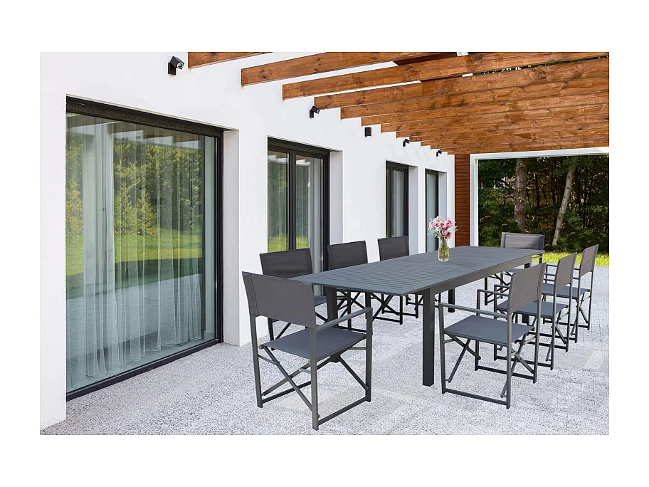 MilaniHome.it - Set Tavolo Quadrato Fisso 70x70 Con 2 Poltrone In Ferro Nero Per Esterno Giardinodi coloreAntracite