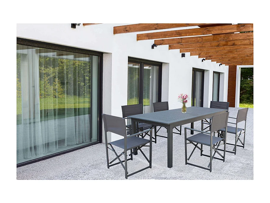 MilaniHome.it - Set Tavolo Quadrato Fisso 70x70 Con 2 Poltrone In Ferro Nero Per Esterno Giardinodi coloreAntracite