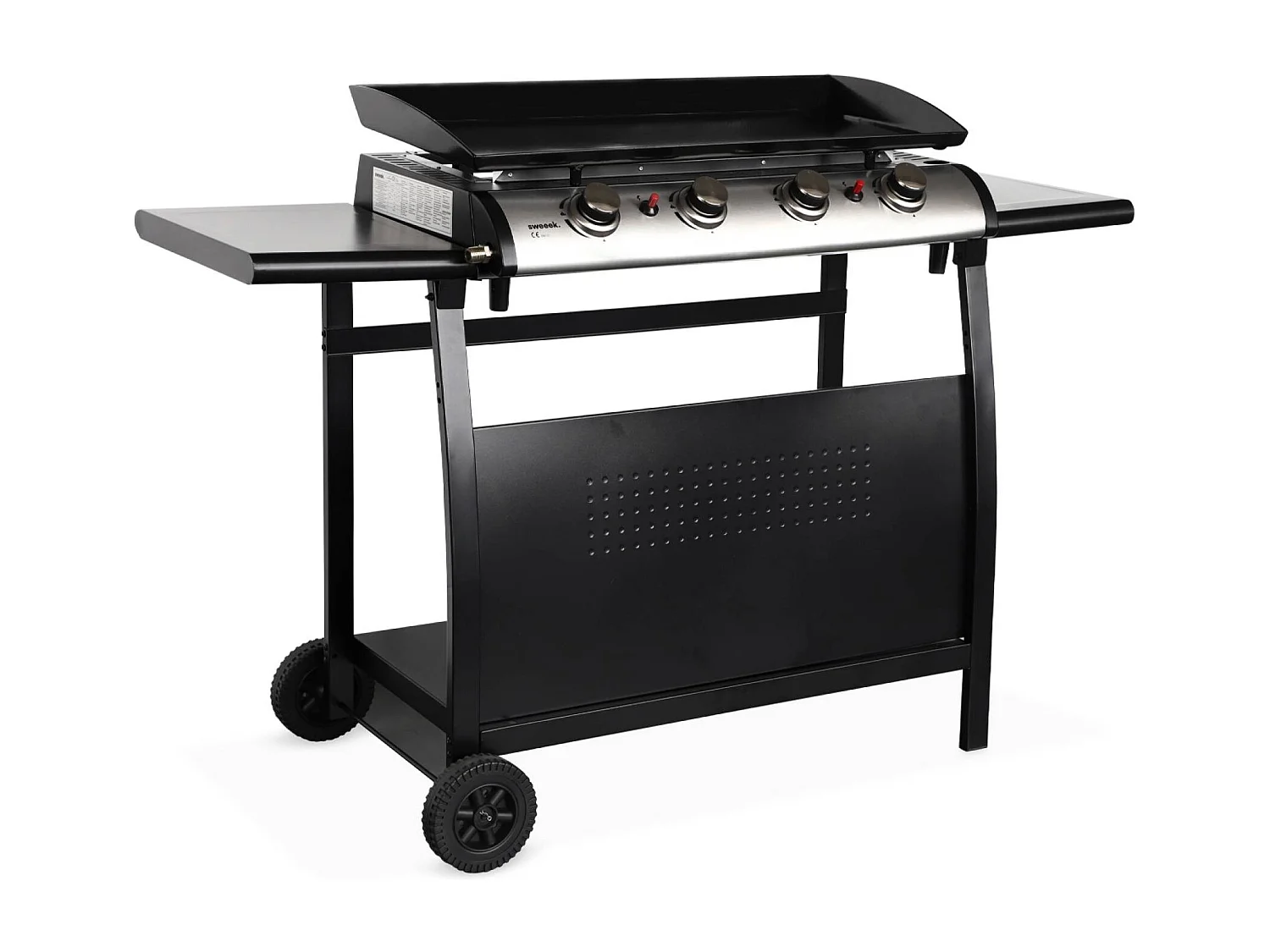 Plancha de gas 4 quemadores de acero inoxidable con carrito y