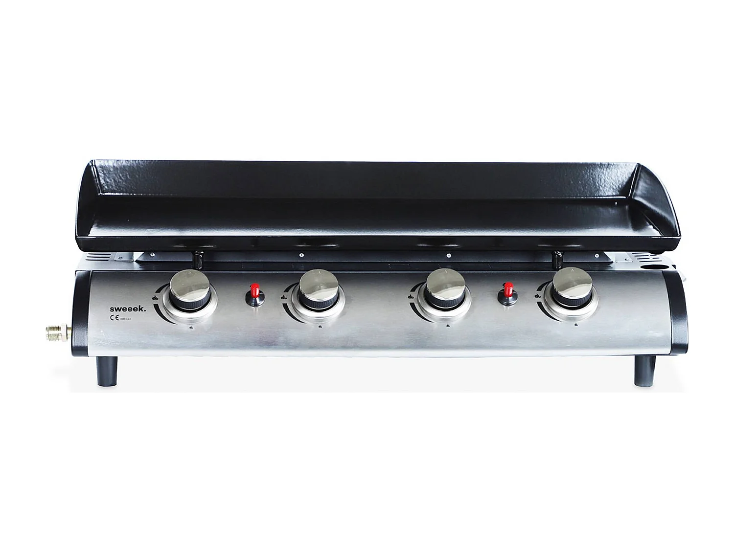 Plancha de gas 4 quemadores de acero inoxidable con carrito y