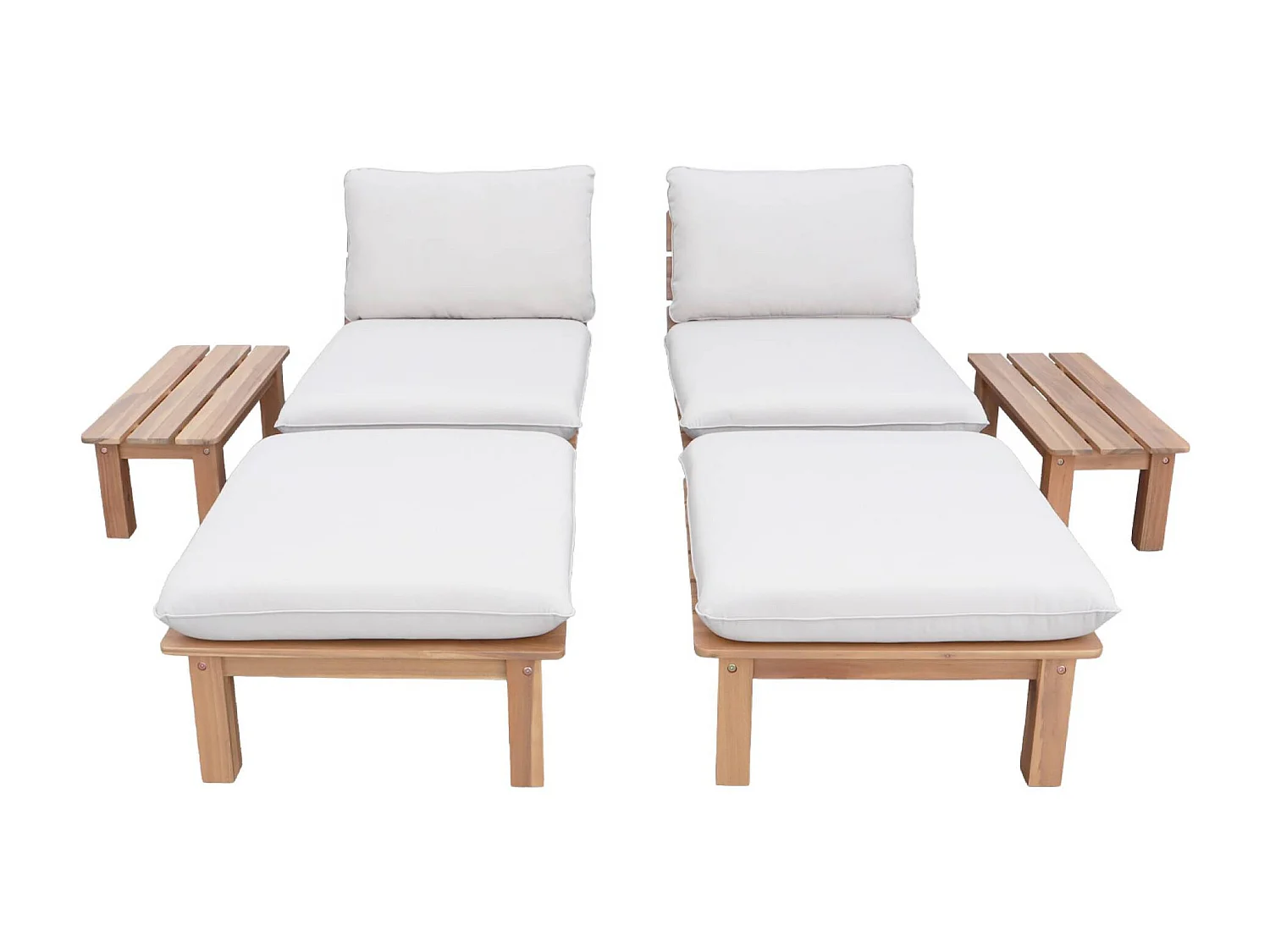 Set 2 lettini prendisole modulari in legno multiposizione con