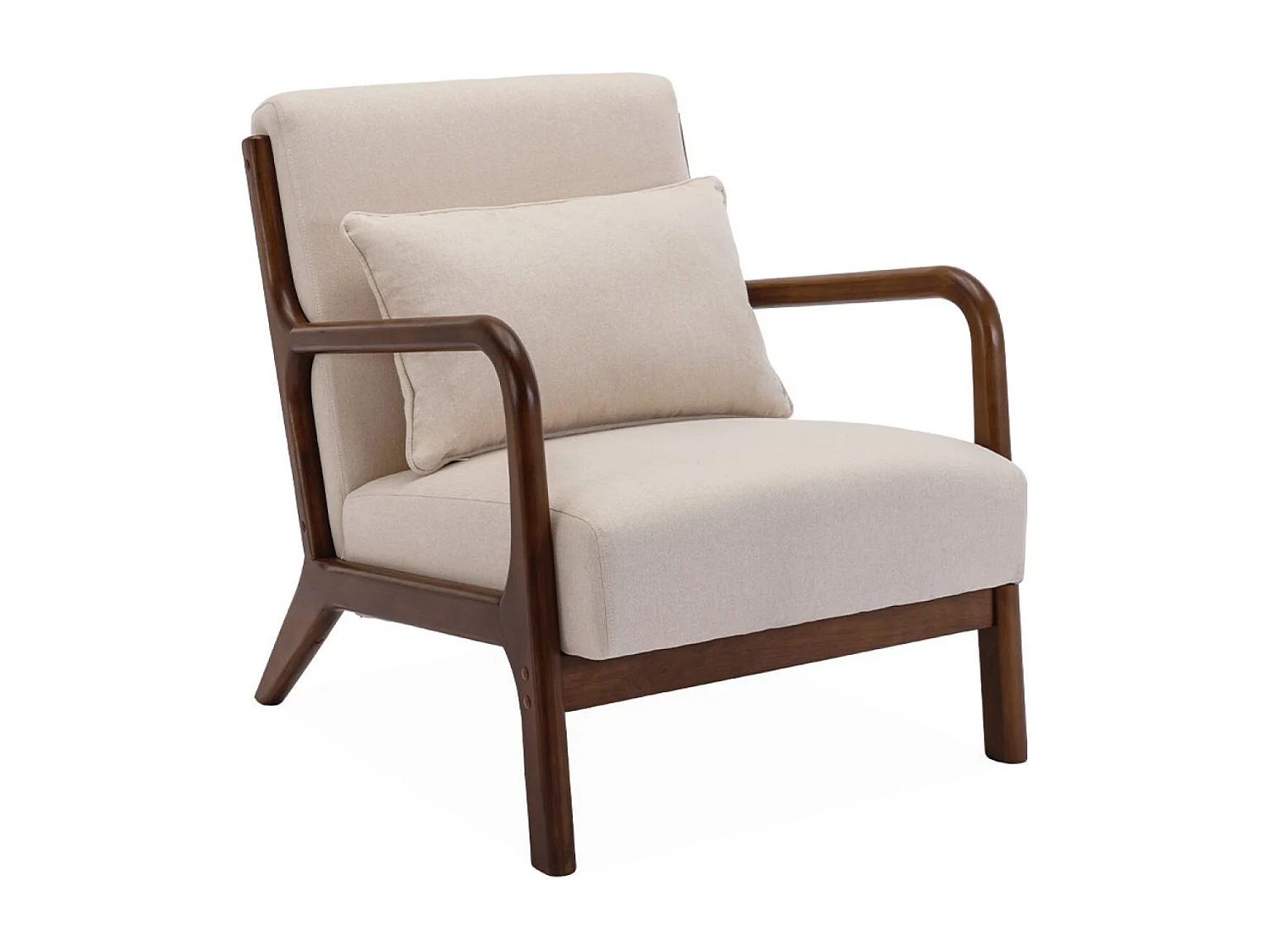 Set panca scandinava 2 posti e poltrona in legno di hevea, beige