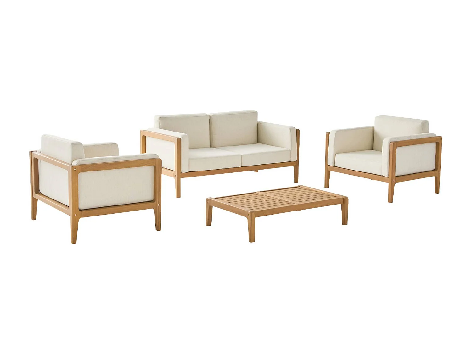 Conjunto de jardín de madera de acacia, 4 plazas natural