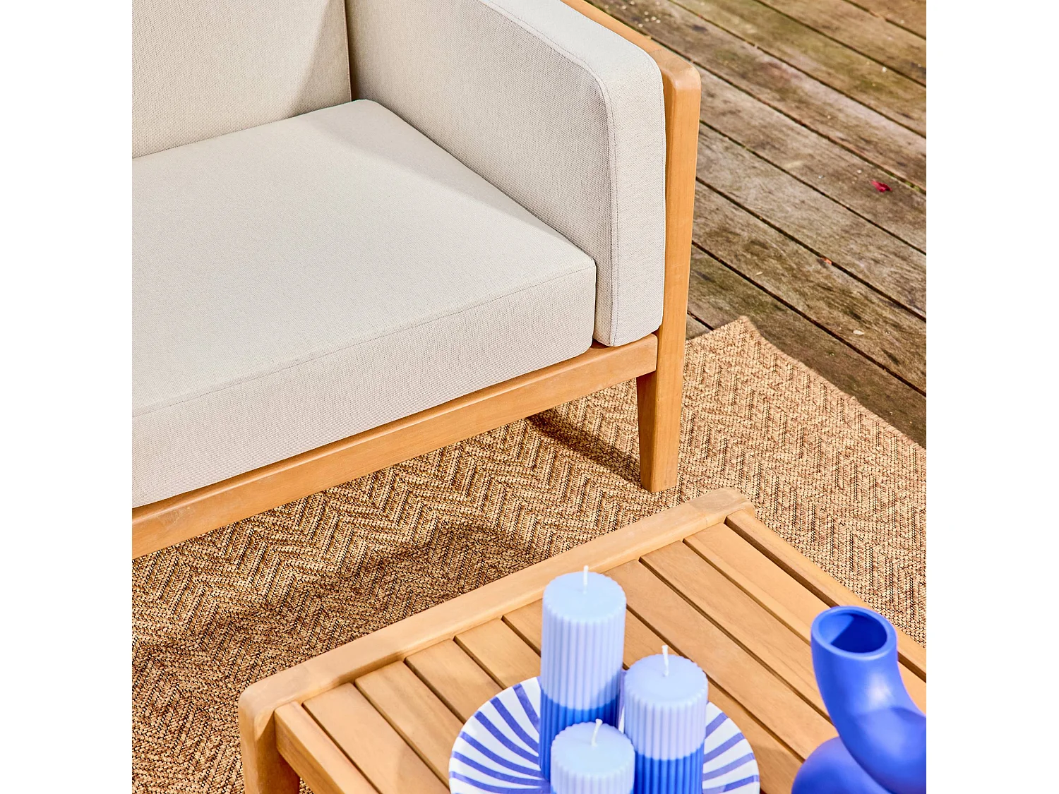 Conjunto de jardín de madera de acacia, 4 plazas natural