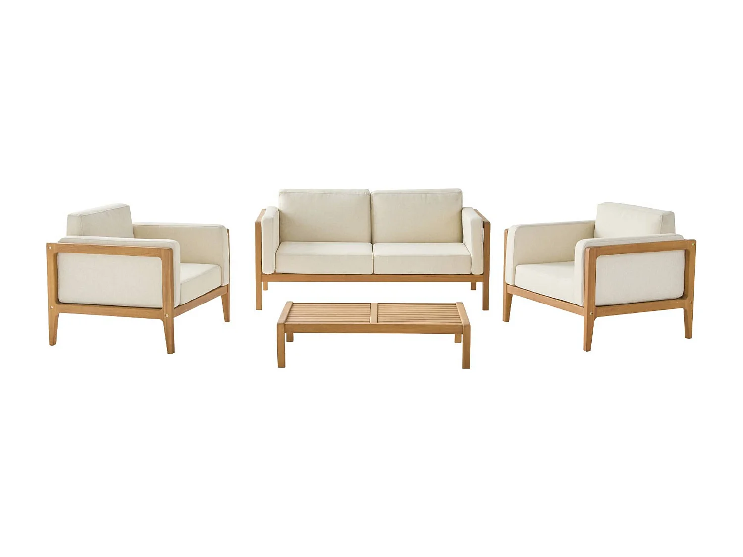 Conjunto de jardín de madera de acacia, 4 plazas natural