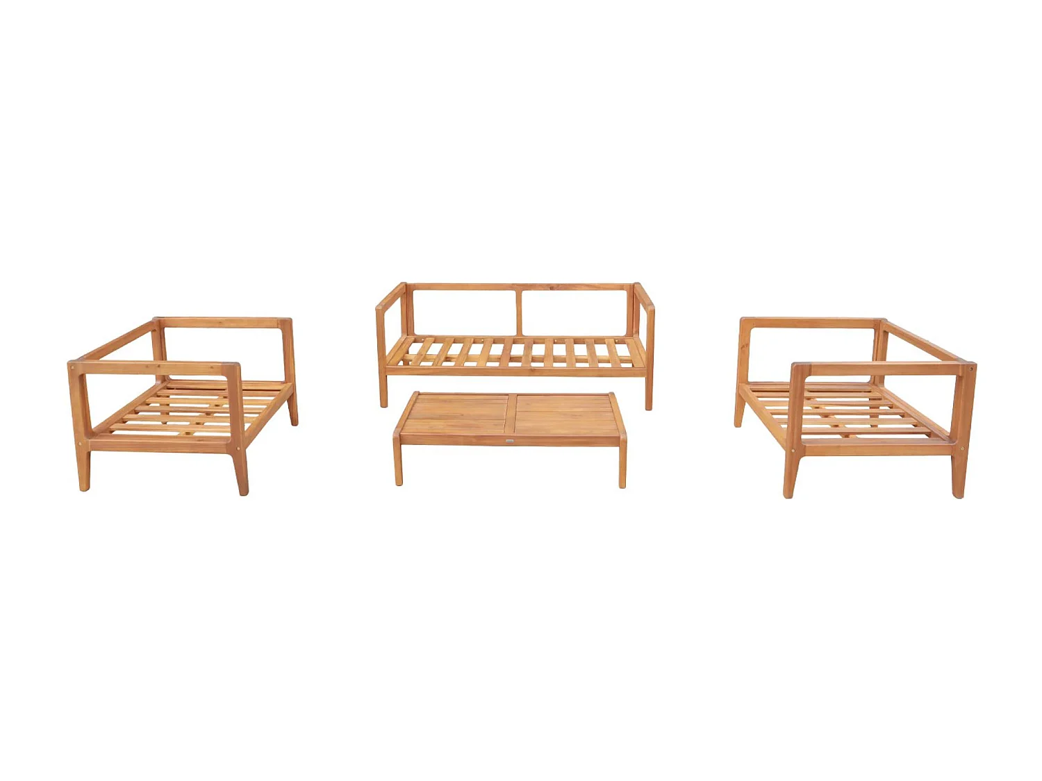 Conjunto de jardín de madera de acacia, 4 plazas natural