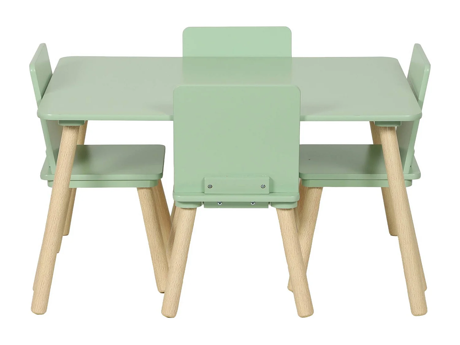 Table rectangulaire enfant bois de pin 4 assises vert - Judith
