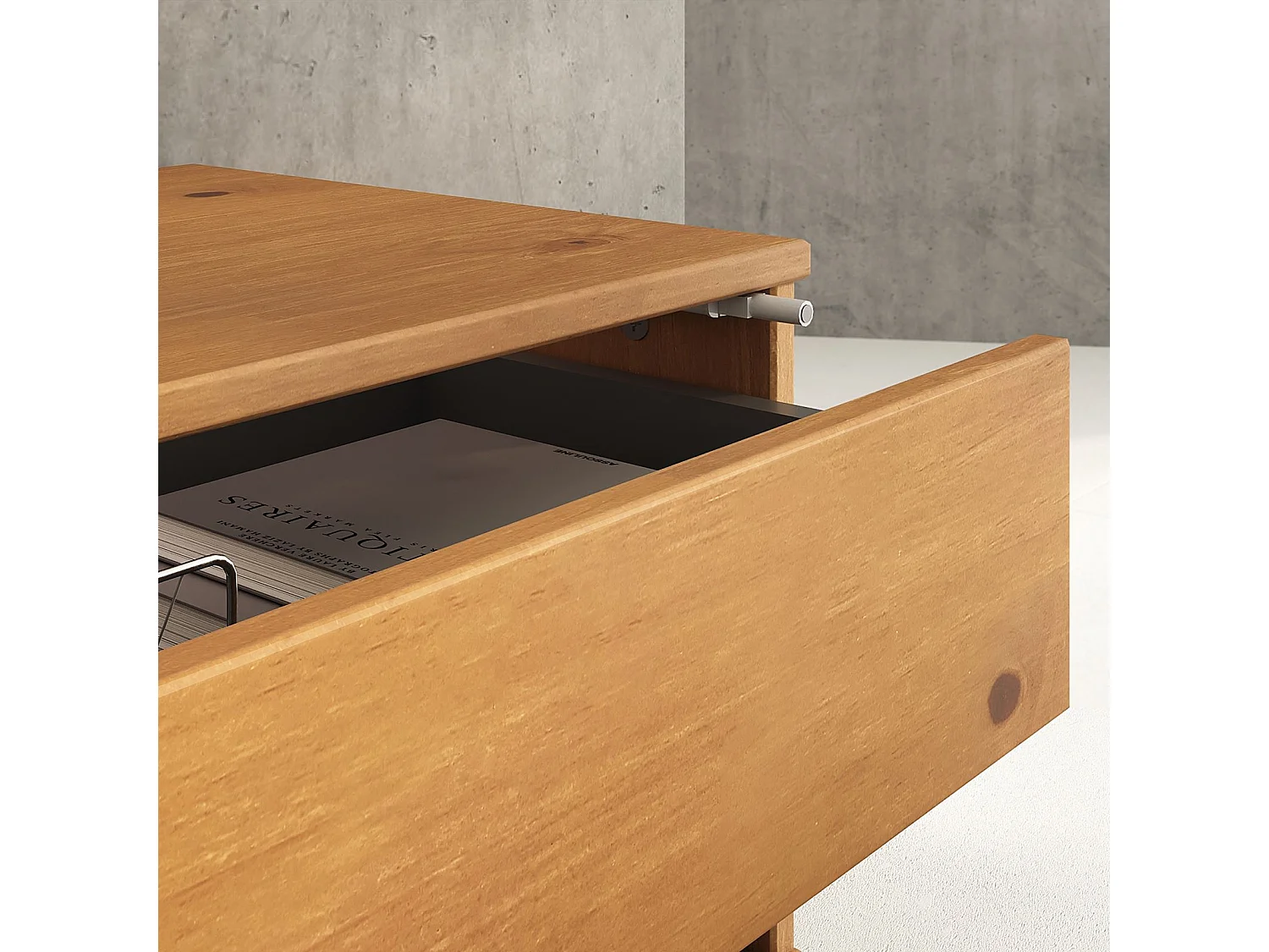 Meuble TV ADAMO L 180 cm en Bois Massif Couleur Chêne avec 2 Portes Coulissantes, 2 Tiroirs, Pour TV jusqu'à 203 cm (80")