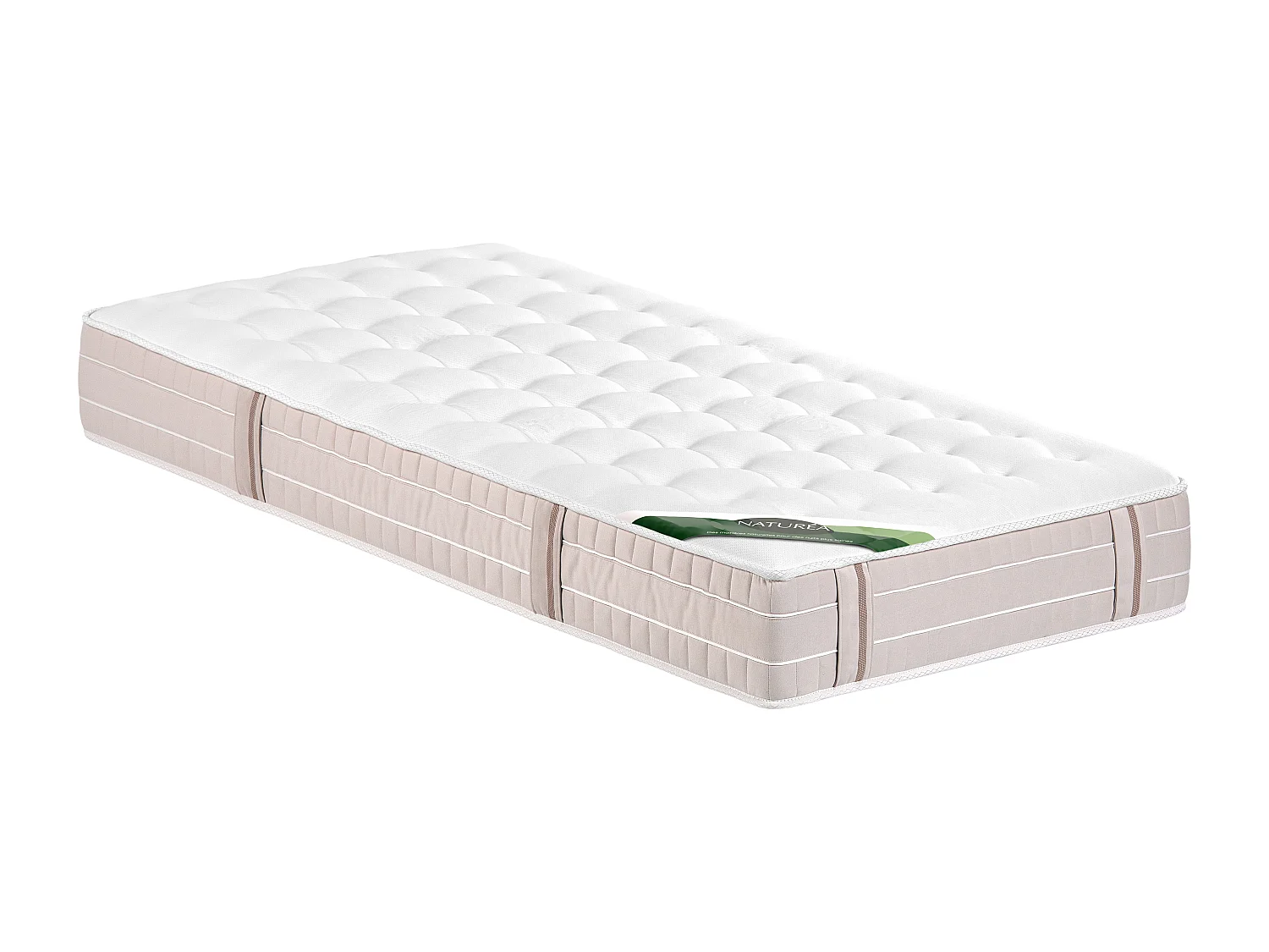 Matelas 90 x 190 cm ressorts ensachés 5 zones accueil mémoire de forme et coutil anti-punaises de lit ép.24 cm - VIREVO de NATUREA