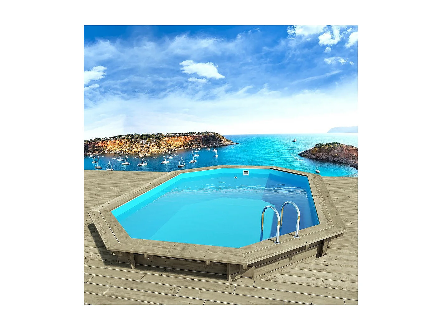 Piscine bois " Seychelles  " - 4.00 x 3.00 x 1.20 m + Pompe à chaleur  3.5 kw/h - Hayward - "Micro" - Noir