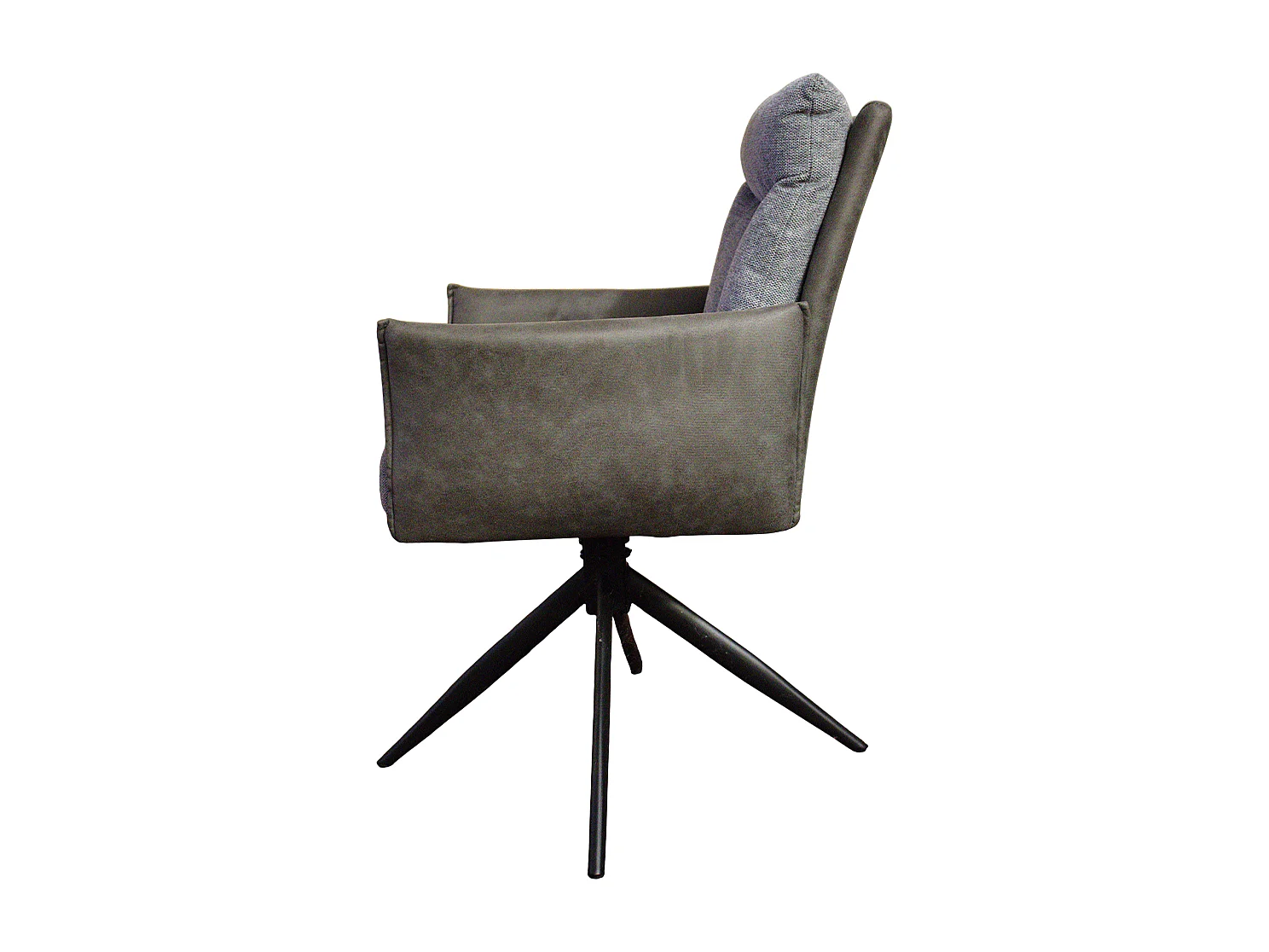 Poltroncina girevole stoffa grigia struttura metallo