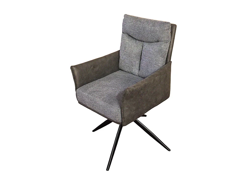 Poltroncina girevole stoffa grigia struttura metallo