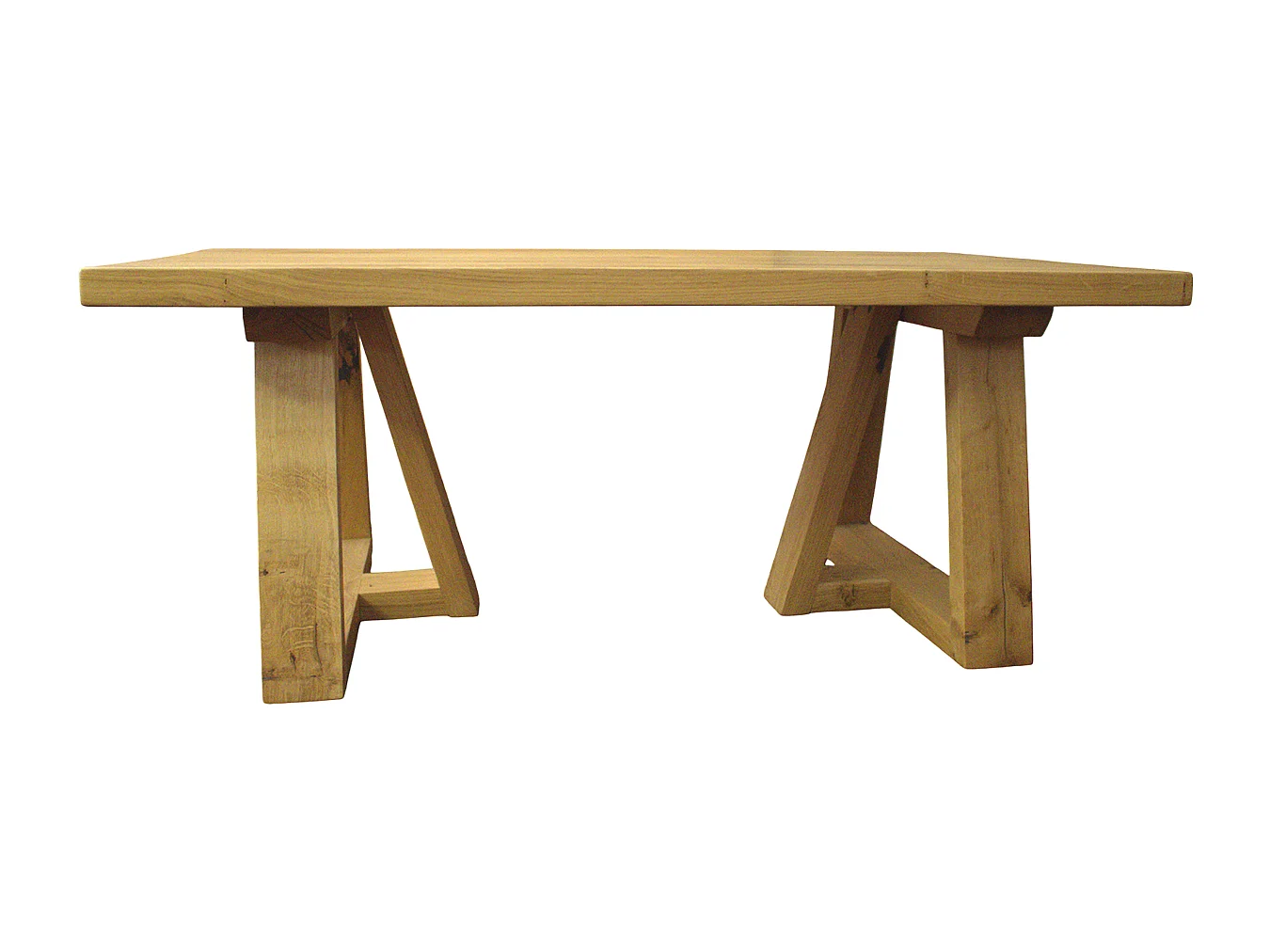 Tavolo club artigianale in legno massello di  rovere gambe abbinate modello  rientranza