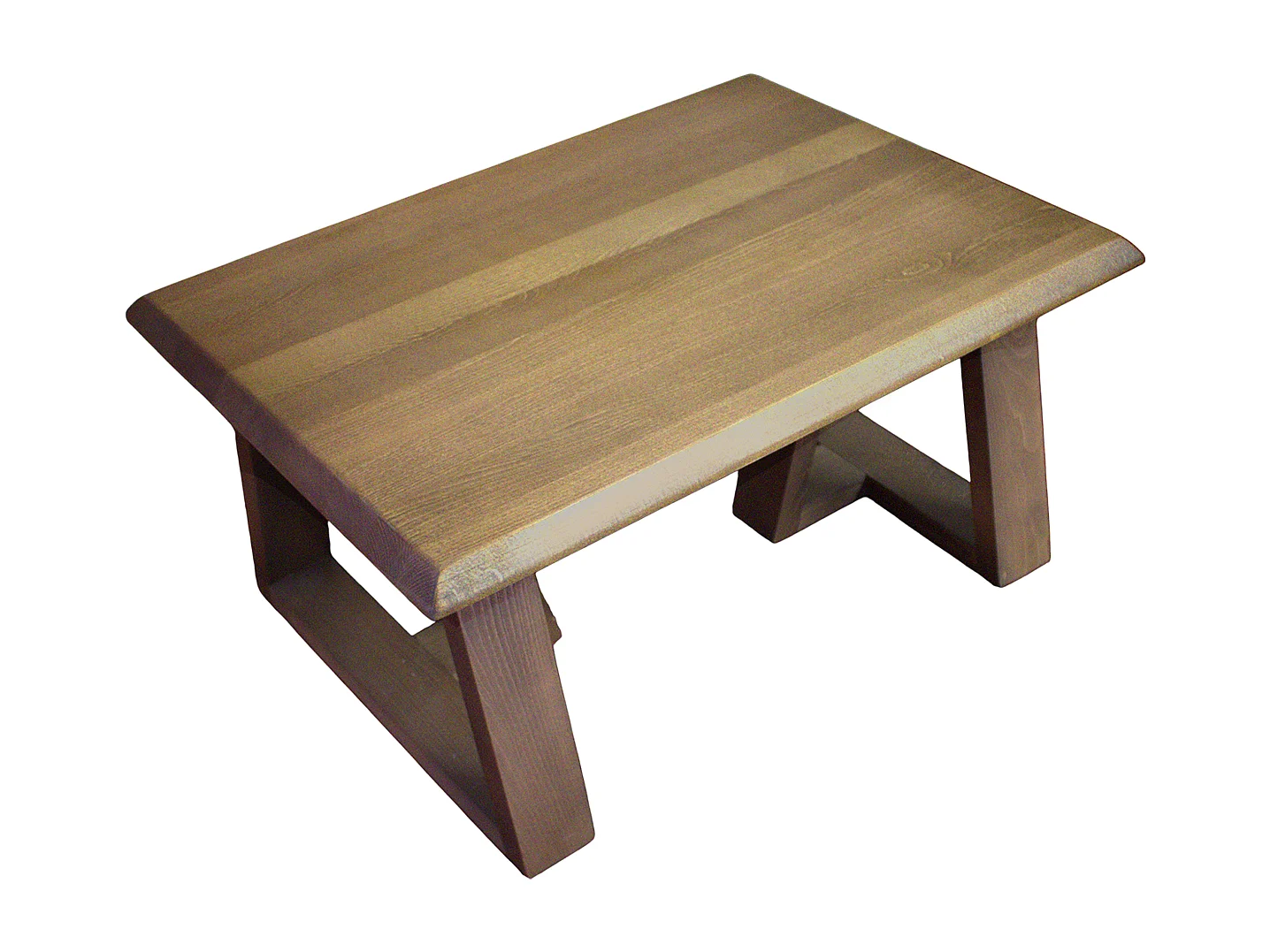 Tavolo club artigianale in legno massello di faggio marrone scuro con bordi inclinati