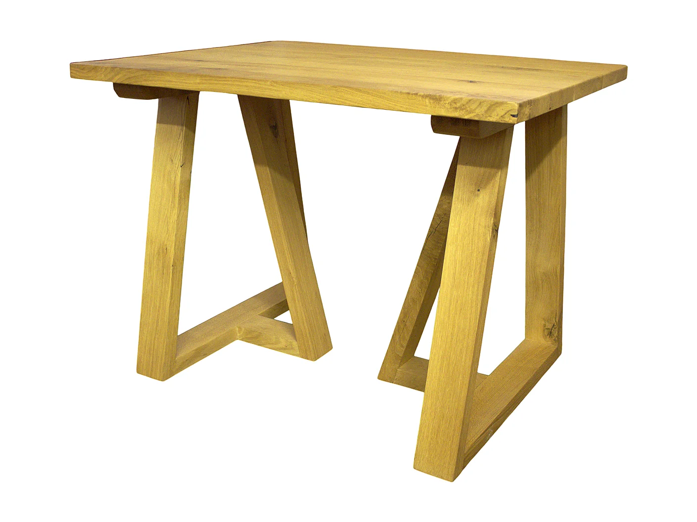 Tavolinetto bar artigianale in legno massello di rovere con gambe abbinate modello rientranza