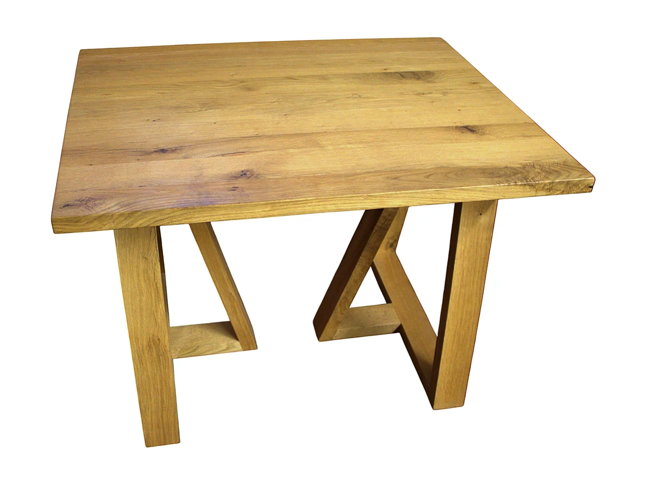 Tavolinetto bar artigianale in legno massello di rovere con gambe abbinate modello rientranza