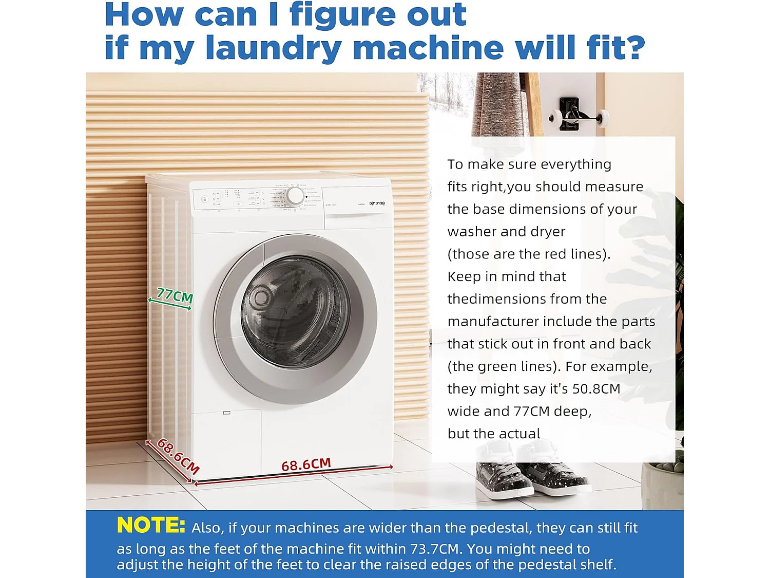 YODOLLA Waschmaschinen Untergestell mit Schubladen, Hochbelastbarer Unterschrank mit Ausziehregal & Stauraum, Weiß