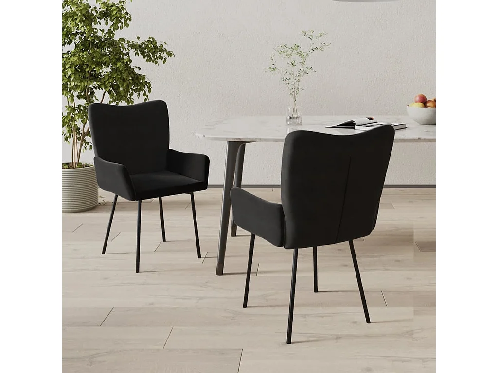 Dalira  Chaises à manger lot de 2 Noir Velours