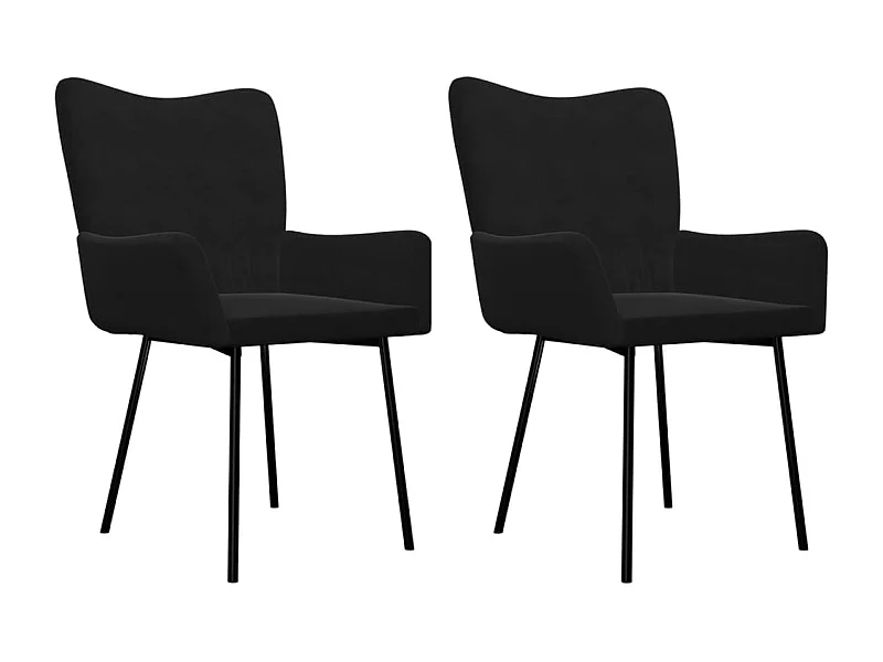 Dalira  Chaises à manger lot de 2 Noir Velours