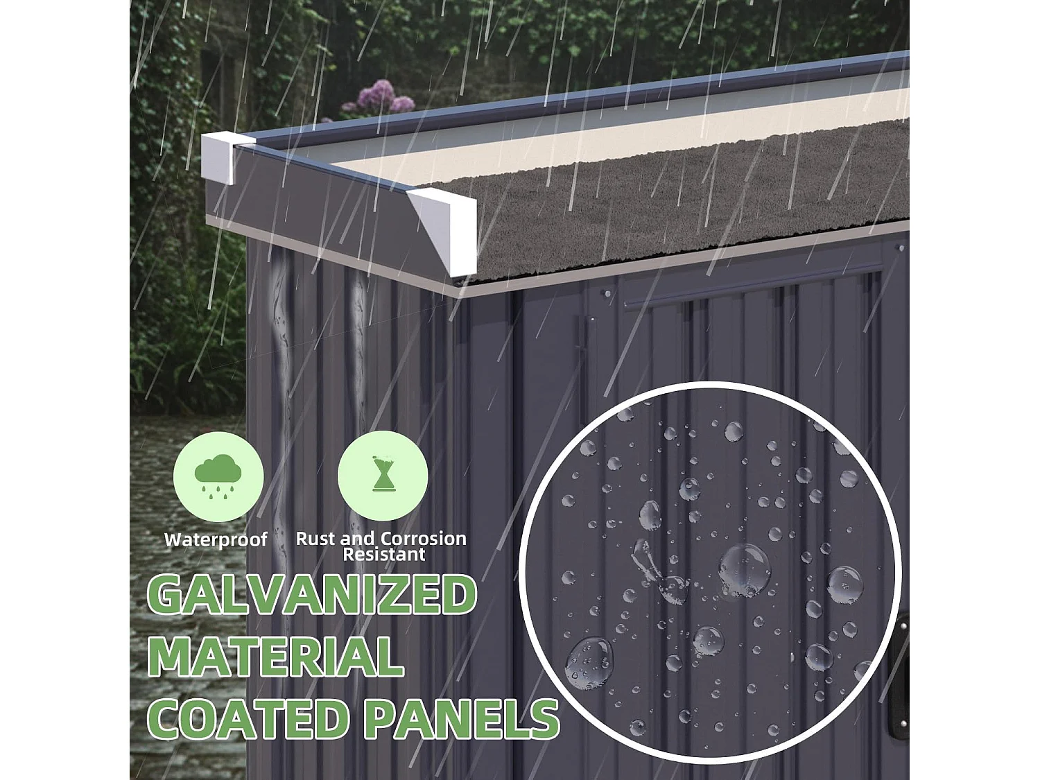 YODOLLA Gartenschrank mit Pflanztisch 97x34x93cm, Wasserdicht mit verstellbaren Regalen für den Außenbereich, Grau