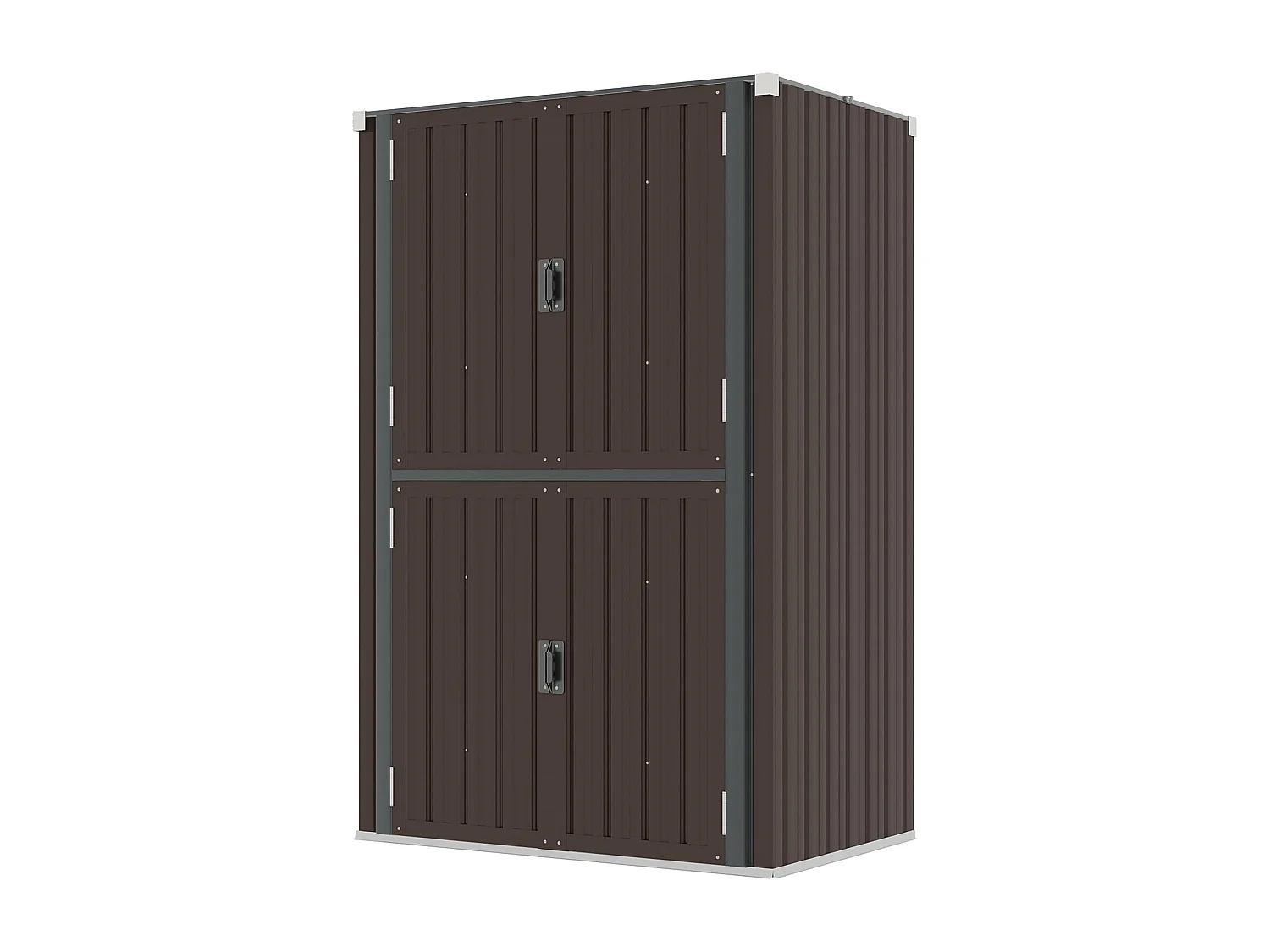 YODOLLA Abri de Jardin Métal 76x55x178cm, Armoire Extérieure à 3 Niveaux avec Étagères Réglables et Portes Verrouillables, Brun