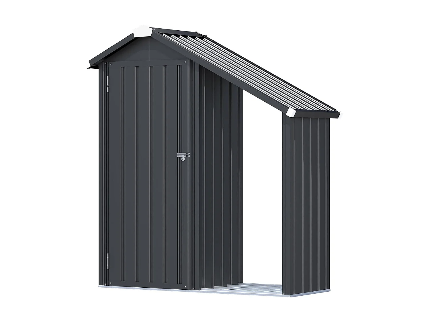 YODOLLA Gartenschrank mit Metallregalen, wetterfester Gerätehaus mit Spitzdach für Terrasse & Garten, Grau