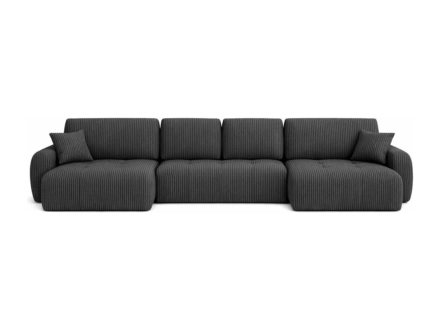 Canapé d’angle en U avec fonction couchage et coffre de rangement Ivo U XL, velours côtelé Poso, Gris