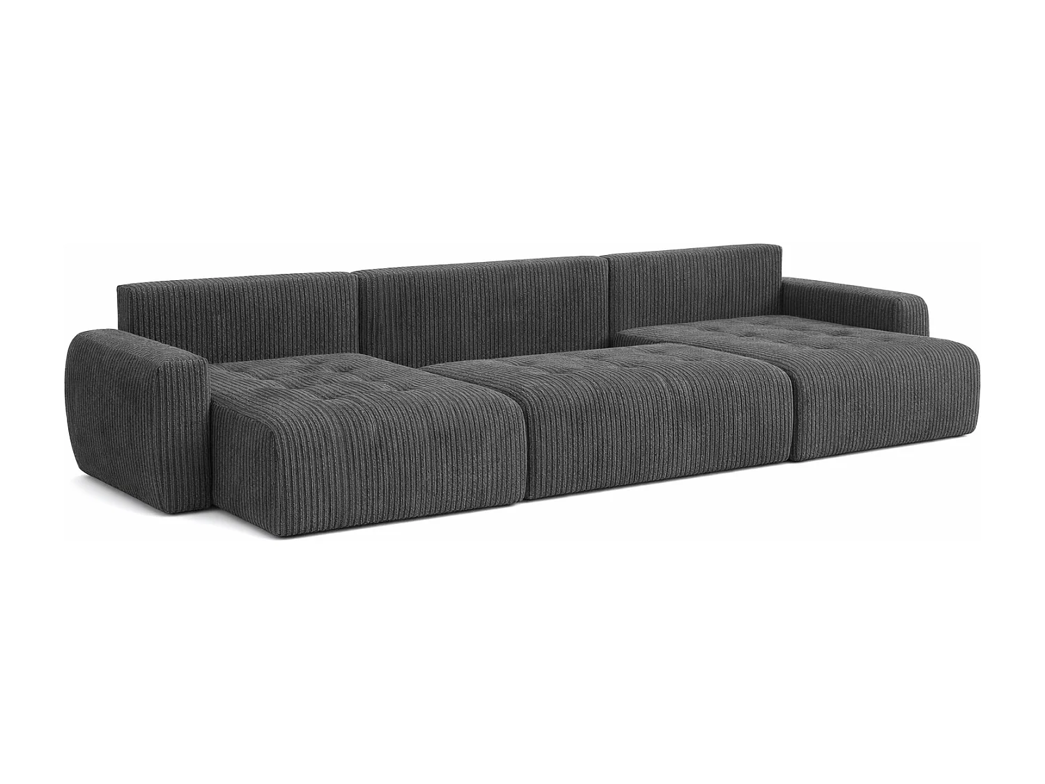 Canapé d’angle en U avec fonction couchage et coffre de rangement Ivo U XL, velours côtelé Poso, Gris