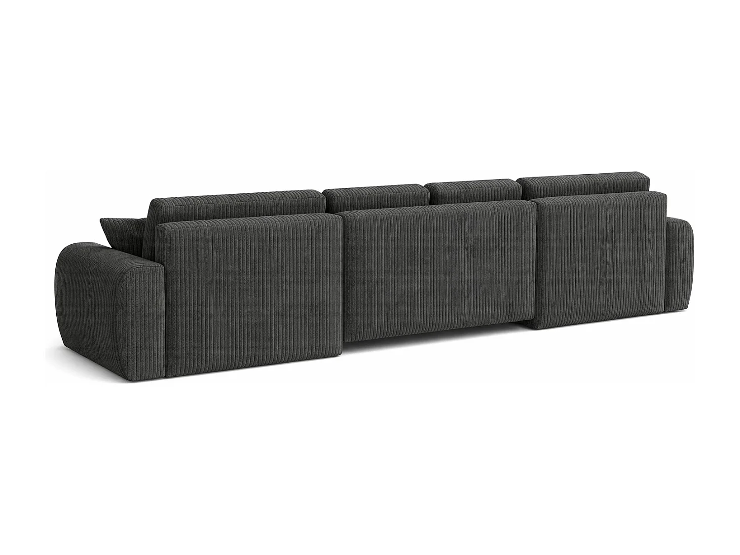 Canapé d’angle en U avec fonction couchage et coffre de rangement Ivo U XL, velours côtelé Poso, Gris