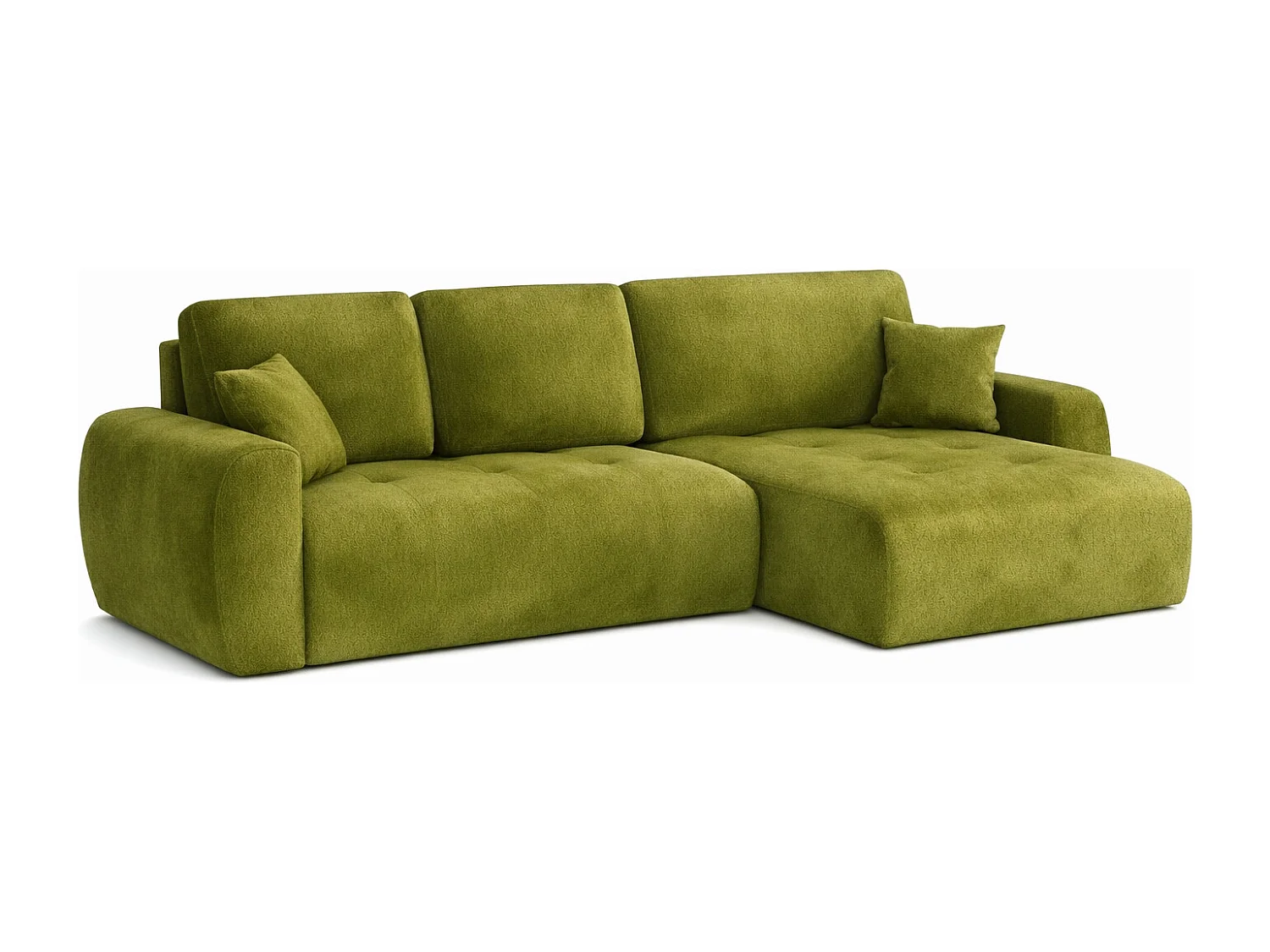 Hoekslaapbank met slaapfunctie en opbergruimte, L-vorm, Ivo L, veloursstof Salvador, Olijfgroen, Rechts