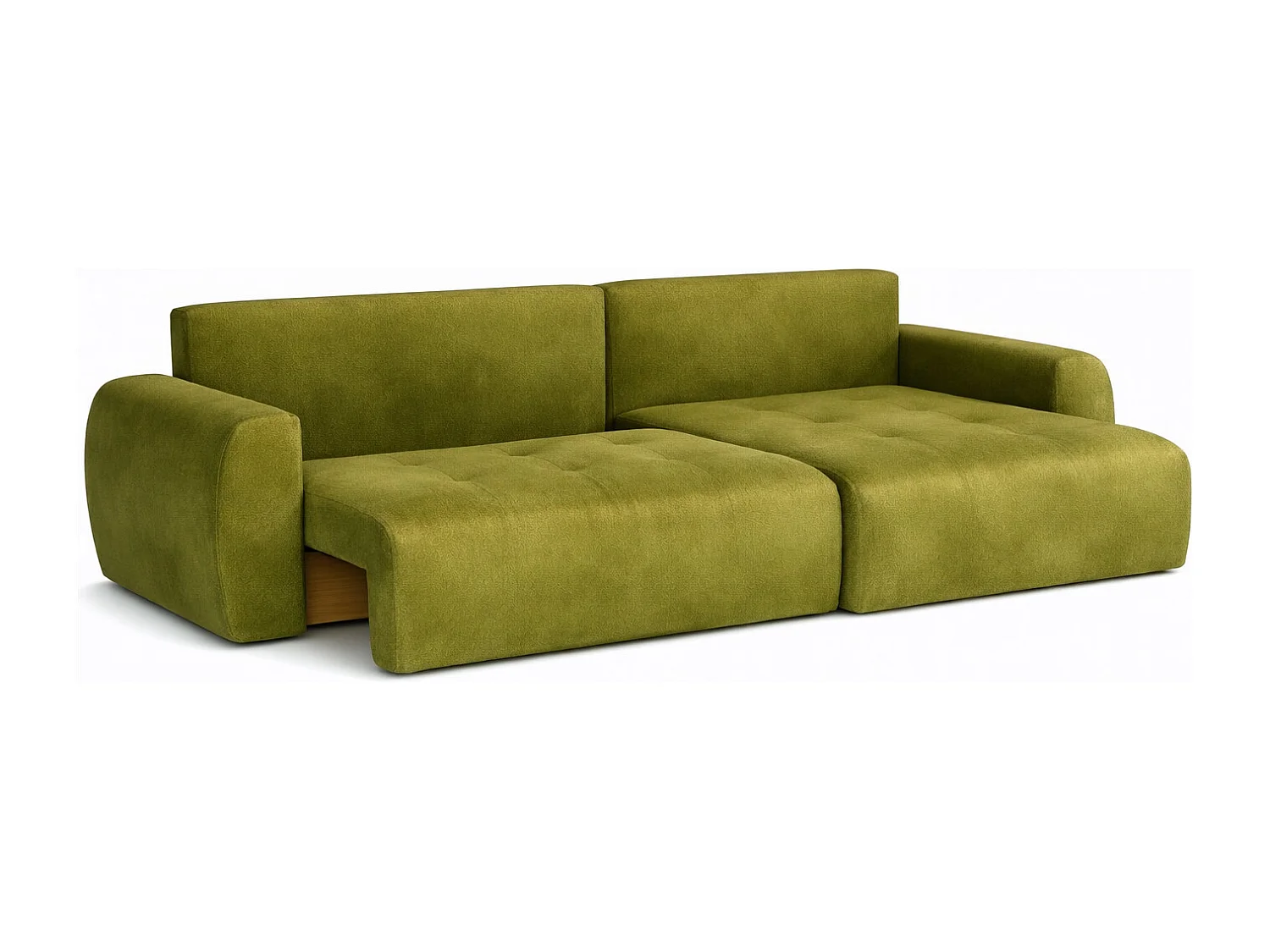 Hoekslaapbank met slaapfunctie en opbergruimte, L-vorm, Ivo L, veloursstof Salvador, Olijfgroen, Rechts