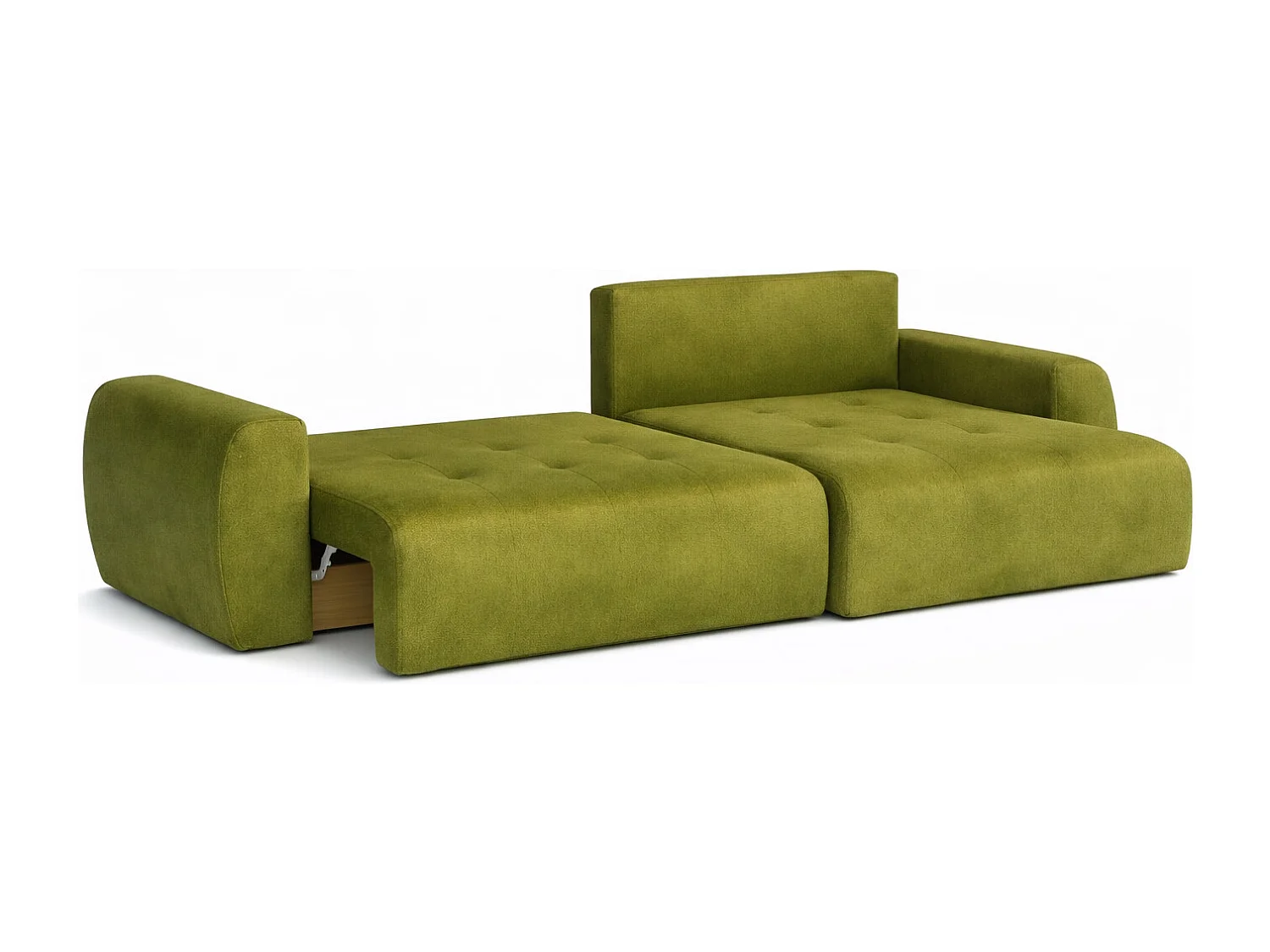 Hoekslaapbank met slaapfunctie en opbergruimte, L-vorm, Ivo L, veloursstof Salvador, Olijfgroen, Rechts