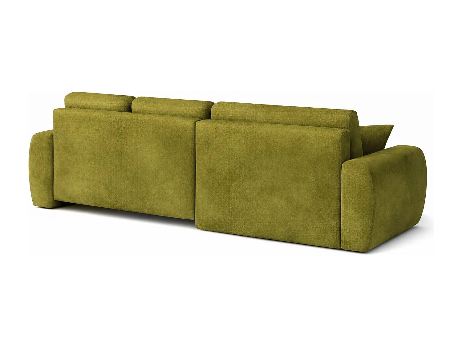Hoekslaapbank met slaapfunctie en opbergruimte, L-vorm, Ivo L, veloursstof Salvador, Olijfgroen, Rechts