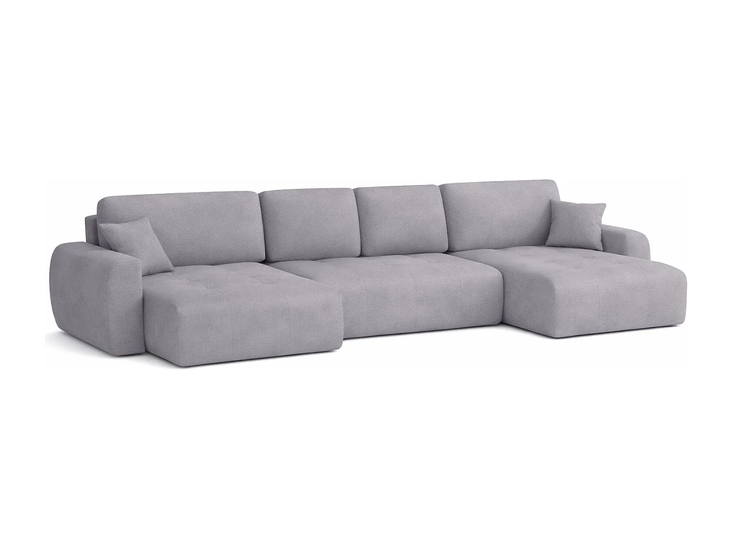 Hoekbank in U-vorm met slaapfunctie en opbergruimte Ivo U, velours Salvador, Grijs