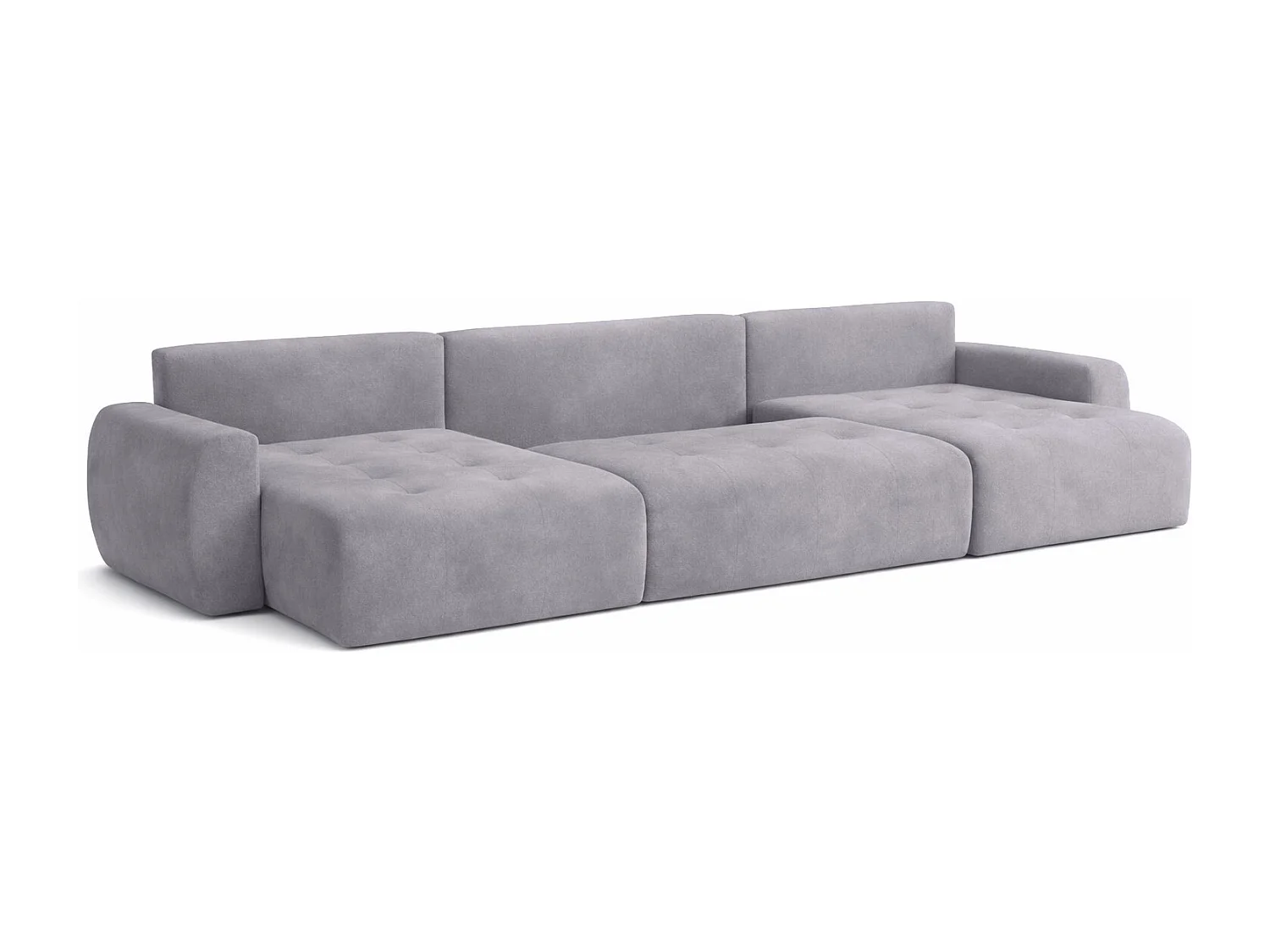 Canapé d’angle en U avec fonction couchage et coffre de rangement Ivo U XL, velours Salvador, Gris