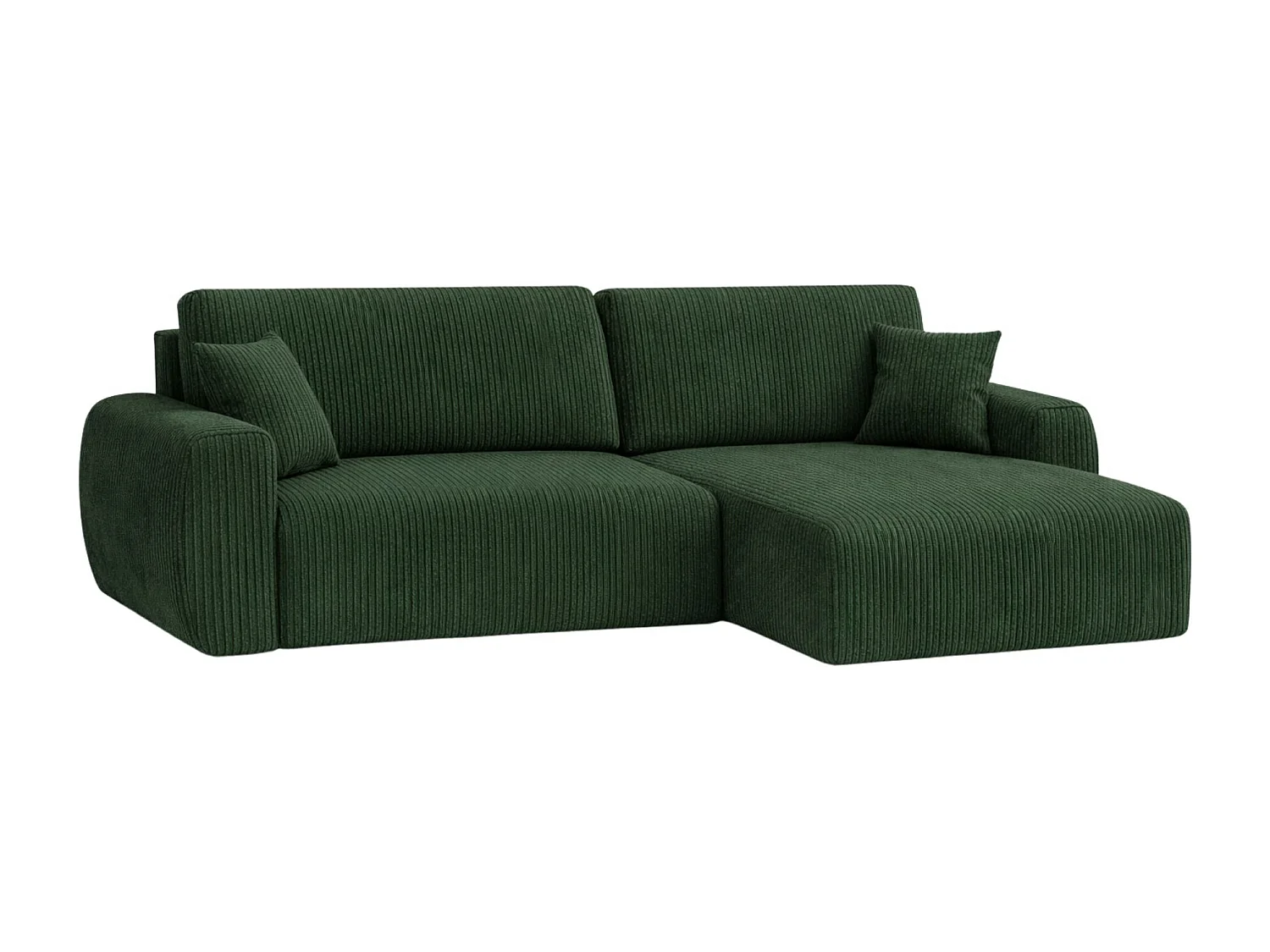 Divano angolare con funzione letto e vano contenitore, Ariel XL, tessuto velluto a coste, tessuto Poso, verde, lato destro